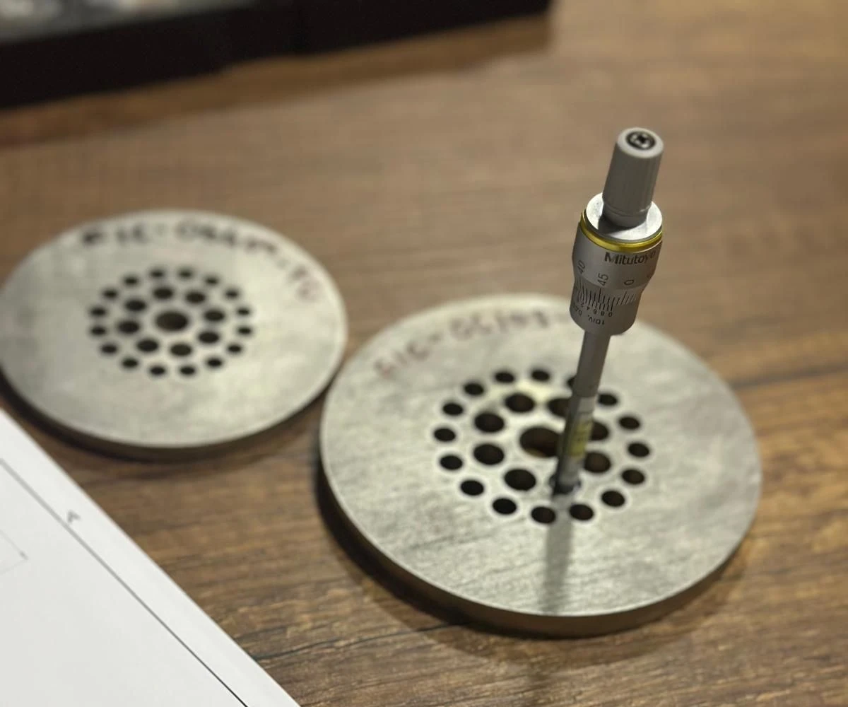 Laws 1-8-16 conditioner plates, bore checked with a three-point micrometer
