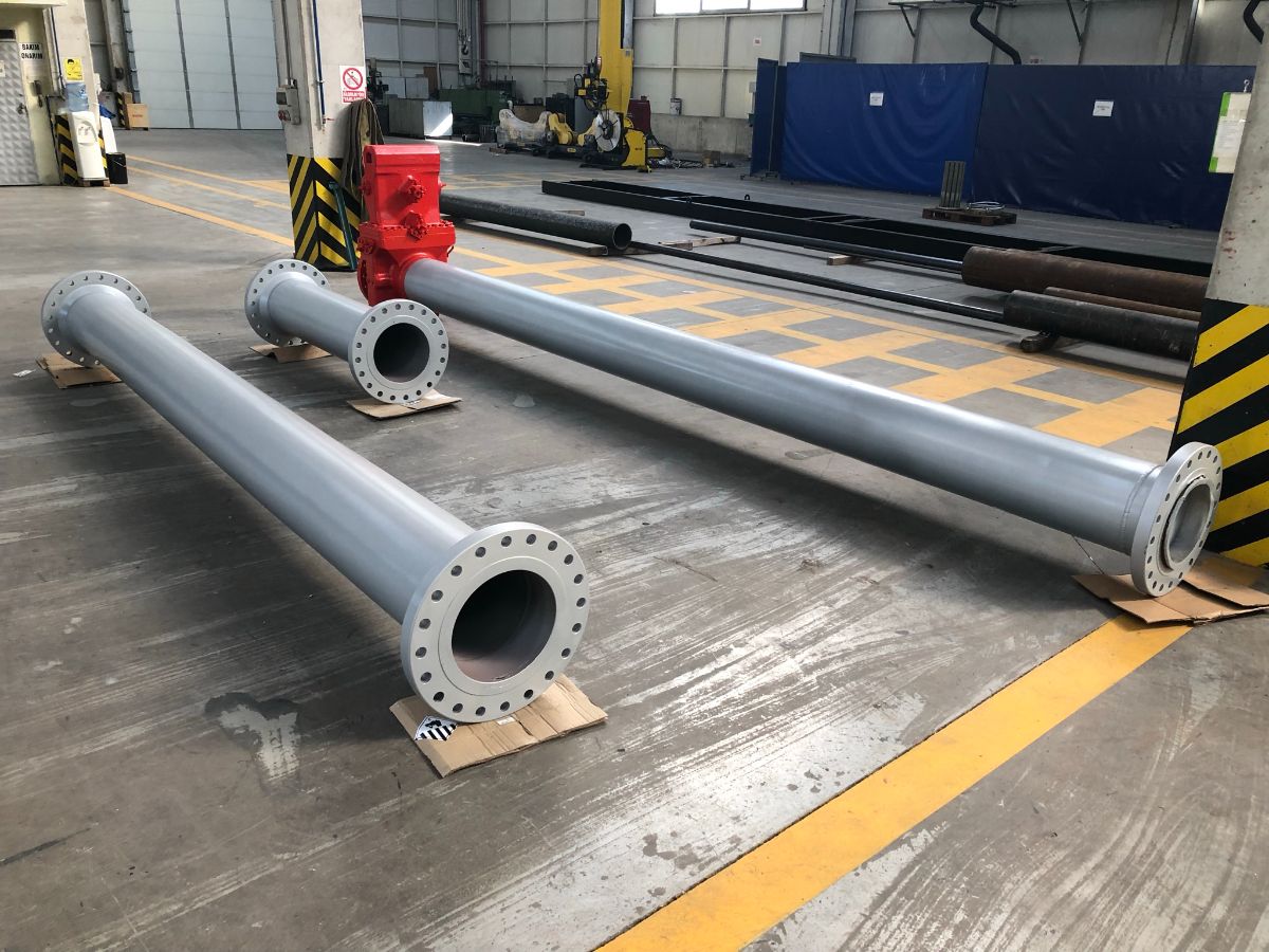 Finished meter tubes on the workshop floor