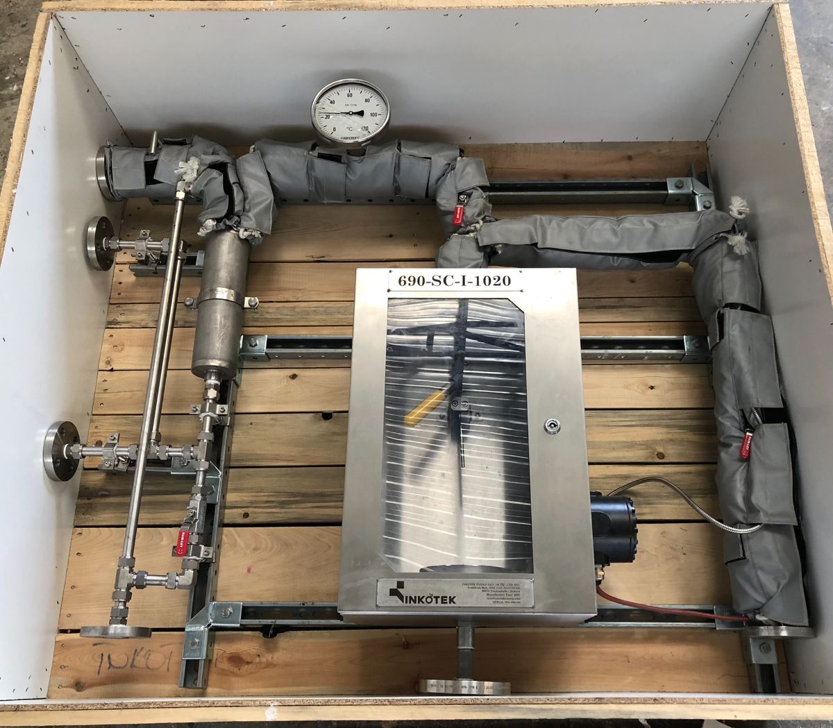 Sampling panel crated for delivery