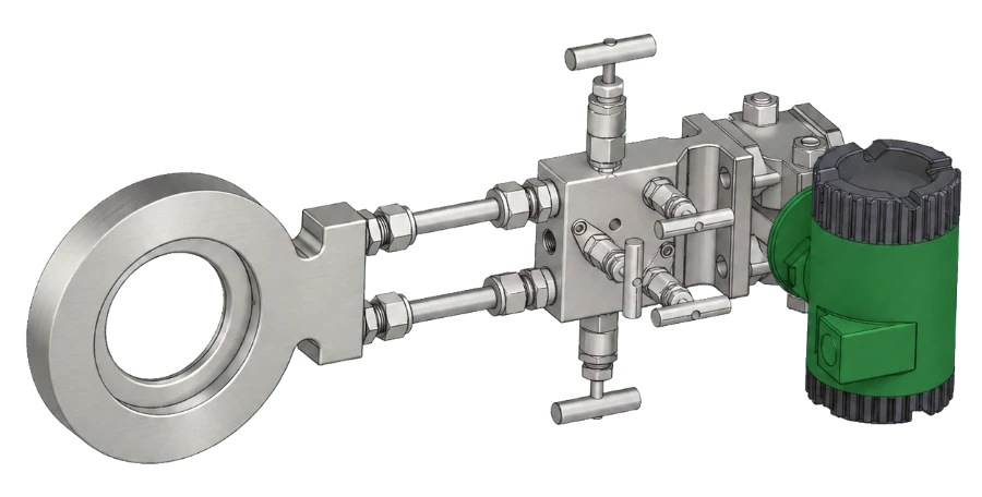 Compact orifice with integral DP transmitter