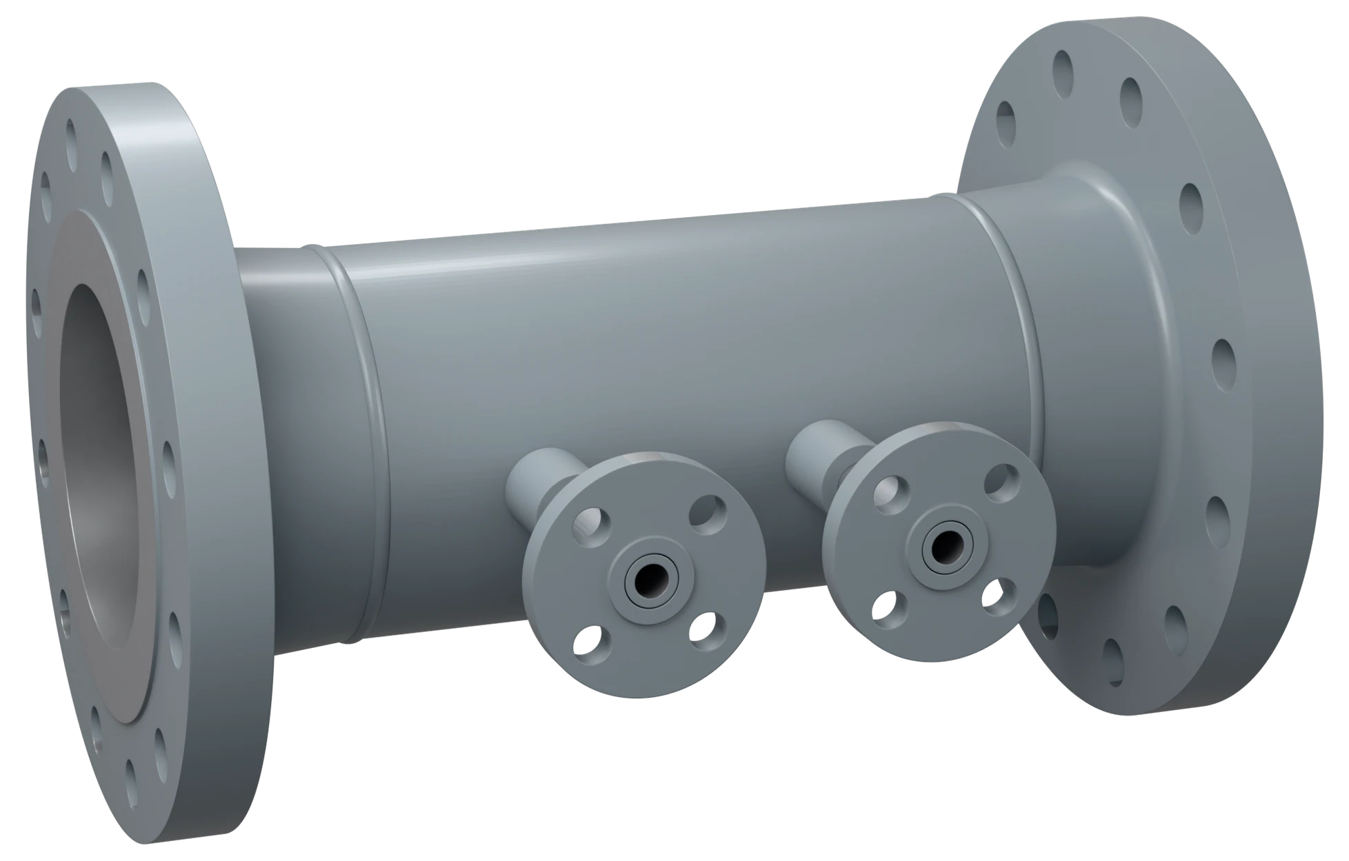 Cone meter body, 6 in Class 300, with ASME B16.5 weld neck flanges and two flanged pressure tappings