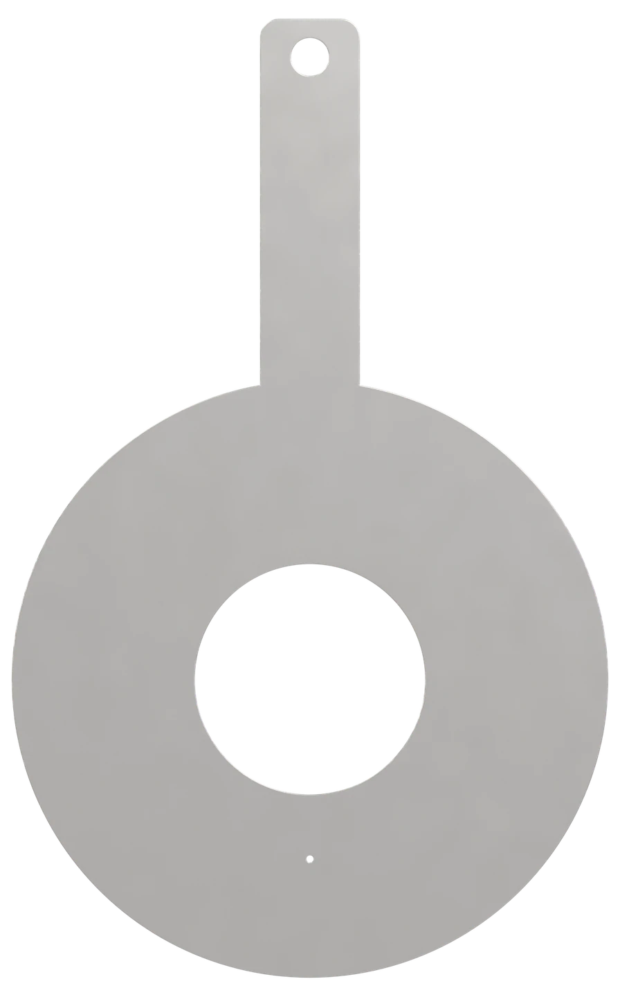 Orifice plate, face view: bore, plain handle and drain hole