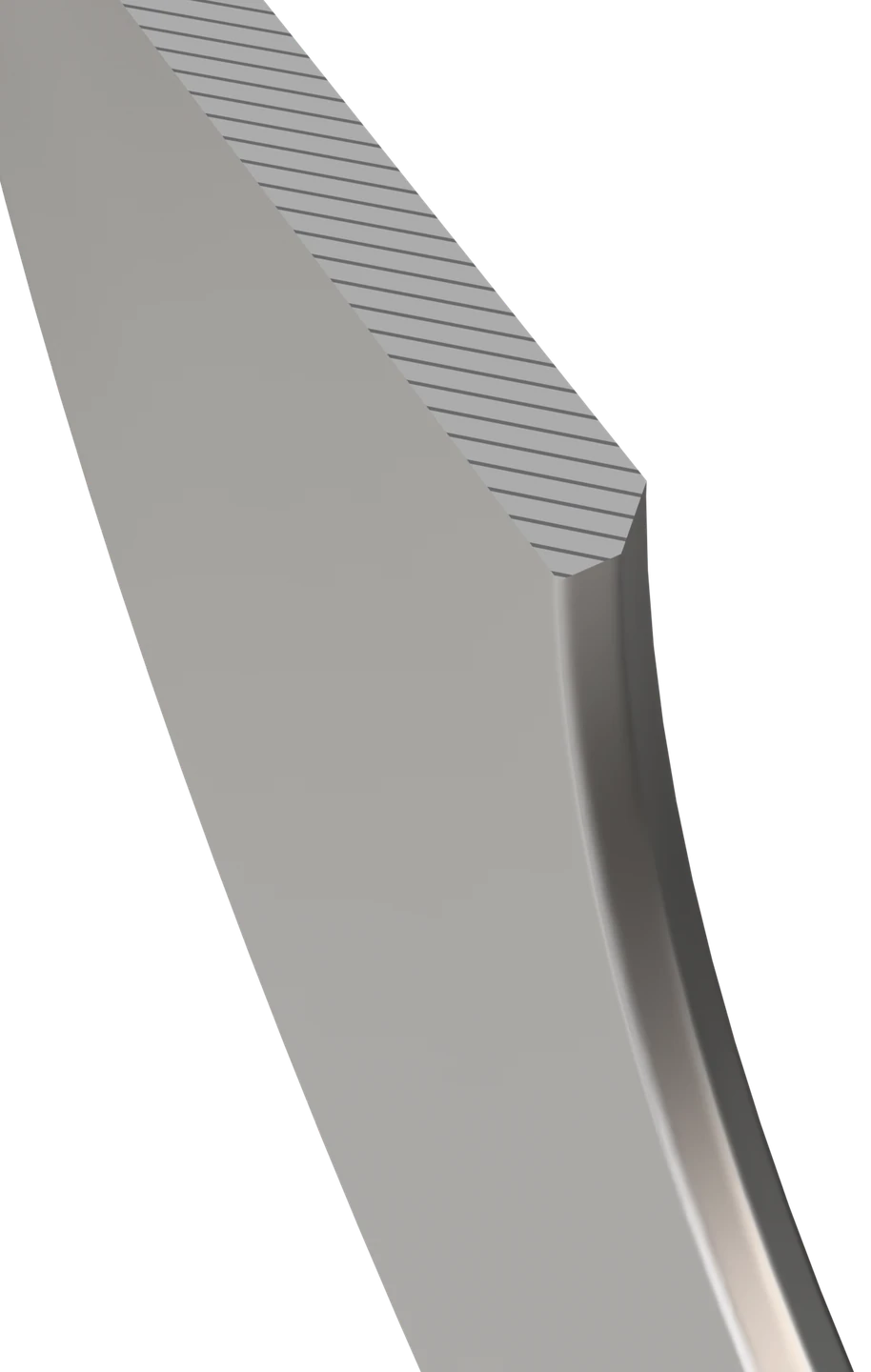 Orifice plate cut through the bore: square edge on the inlet side, 45° bevel on the outlet side