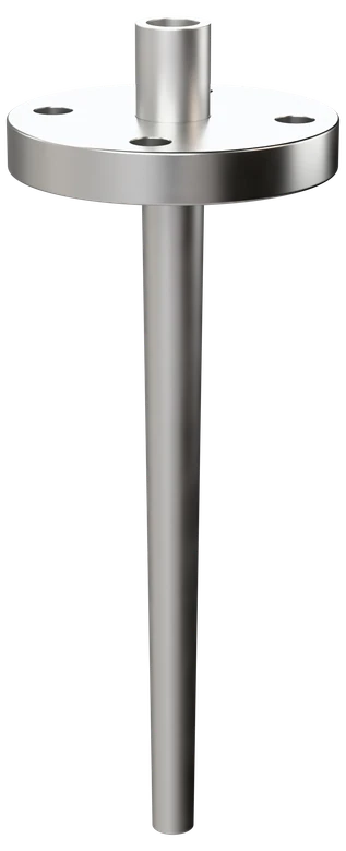 Flanged thermowell with tapered shank